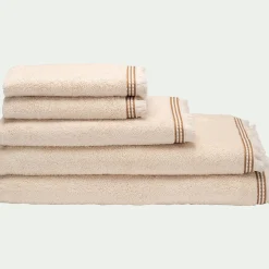 Drap de bain frangé en coton 100x150cm - blanc écru