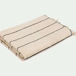 Drap de bain rayé en coton 100x150cm - beige