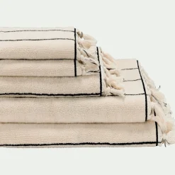 Drap de bain rayé en coton 100x150cm - beige