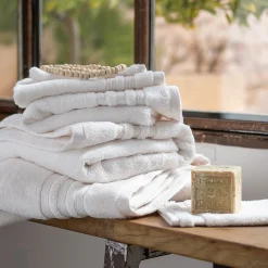 Drap de douche bouclette en coton - blanc ventoux 70x140cm