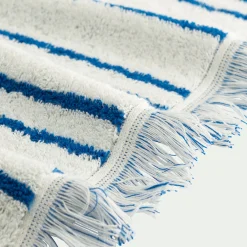 Drap de douche en coton à rayures 70x140cm - bleu