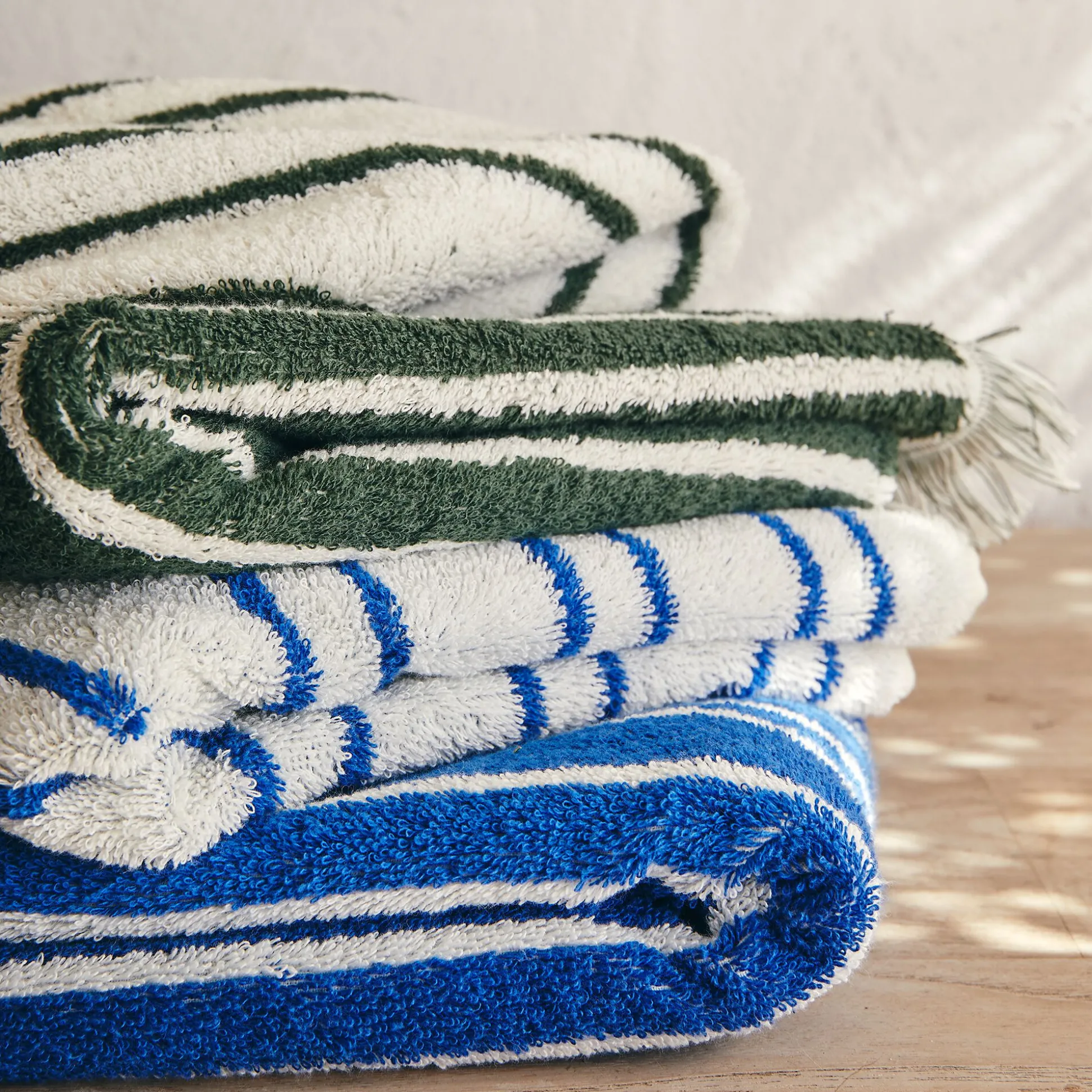 Drap de douche en coton à rayures 70x140cm - vert