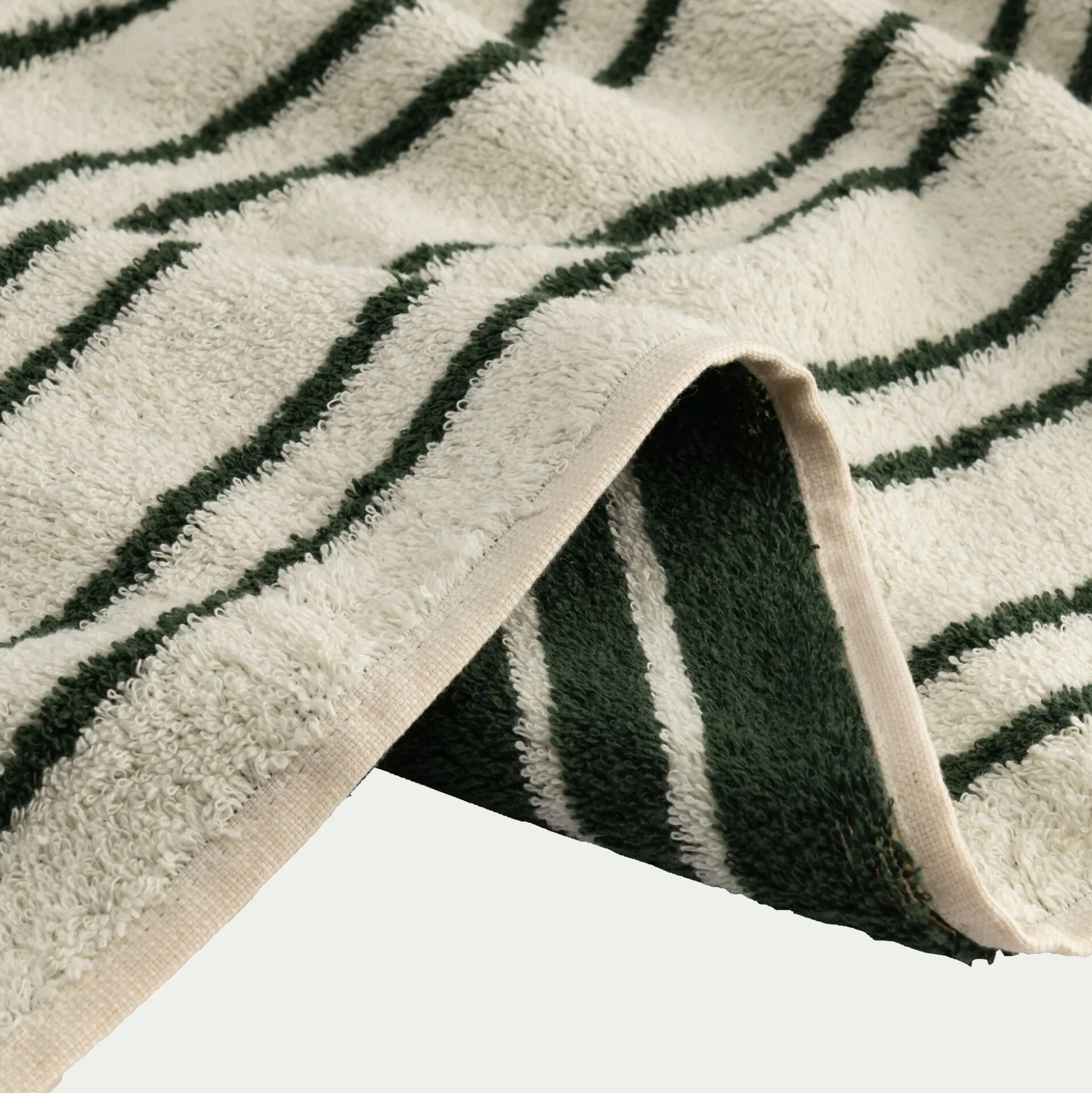 Drap de douche en coton à rayures 70x140cm - vert