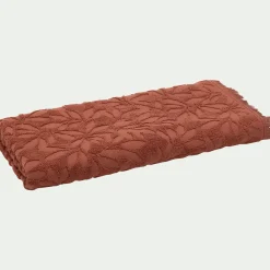 Drap de douche en coton motif floral 70x140cm - rouge terracotta