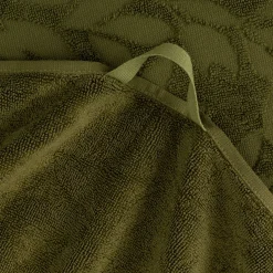 Drap de douche en coton motif floral 70x140cm - vert mousse