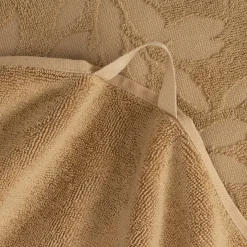 Drap de douche en coton motif floral 70x140cm - beige sable