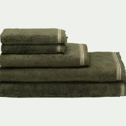 Drap de douche frangé en coton 70x140cm - vert cèdre