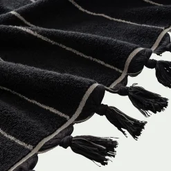 Drap de douche rayé en coton 70x140cm - noir