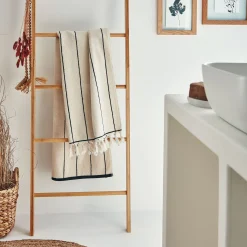 Drap de douche rayé en coton 70x140cm - beige