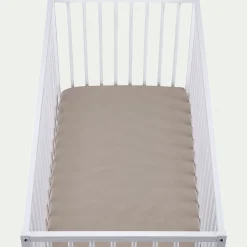 Drap housse bébé en coton bio 70x140+B15cm - beige alpilles