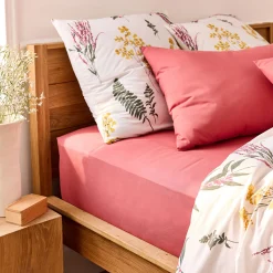 Drap housse en coton 140x200cm B30cm - rose framboise