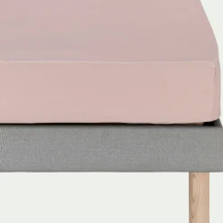 Drap housse en coton 160x200cm B25cm - rose rosa