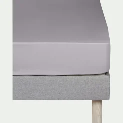 Drap housse en coton 90x200cm B25cm - gris restanque