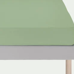 Drap housse en coton 140x200cm B30cm - vert pistache