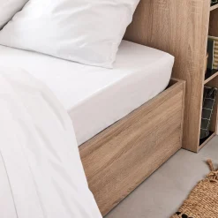 Drap housse en coton 140x200cm B30cm - blanc