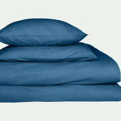 Drap housse en coton 160x200cm B25cm - bleu figuerolles