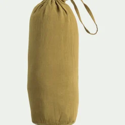 Drap housse en lin lavé 140x200cm B28cm - jaune alep