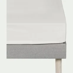 Drap housse en percale de coton 140x200cm B30cm - blanc