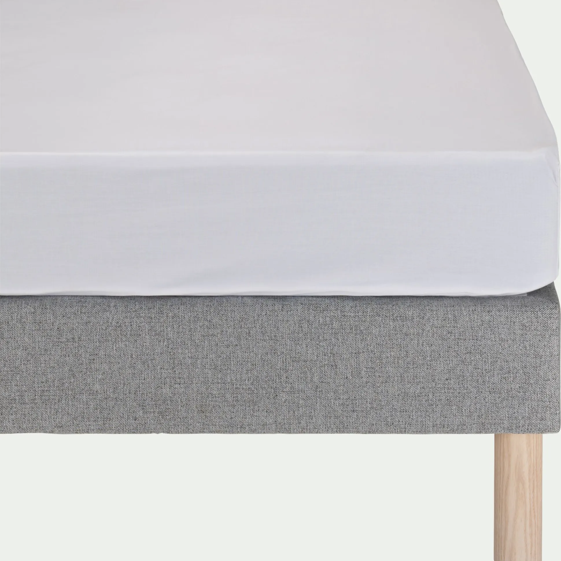 Drap housse en percale de coton 160x200cm B30cm - blanc