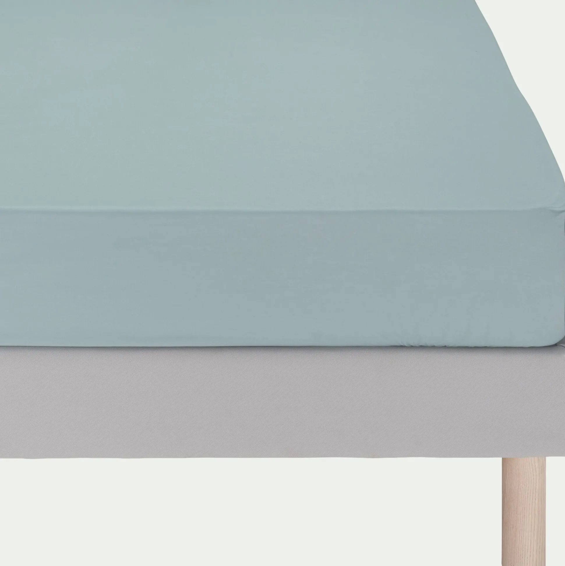 Drap housse en percale de coton 160x200cm B30cm - bleu calaluna