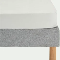 Drap housse en satin lavé 140x200cm B30cm - vert opaline