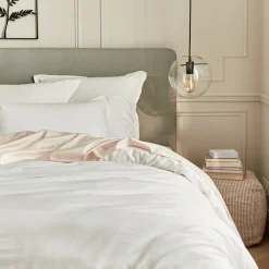 Drap housse en satin lavé 140x200cm B30cm - blanc ventoux