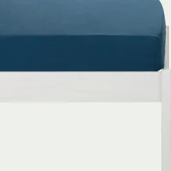 Drap housse enfant en coton 90x200+B20cm - bleu figuerolles