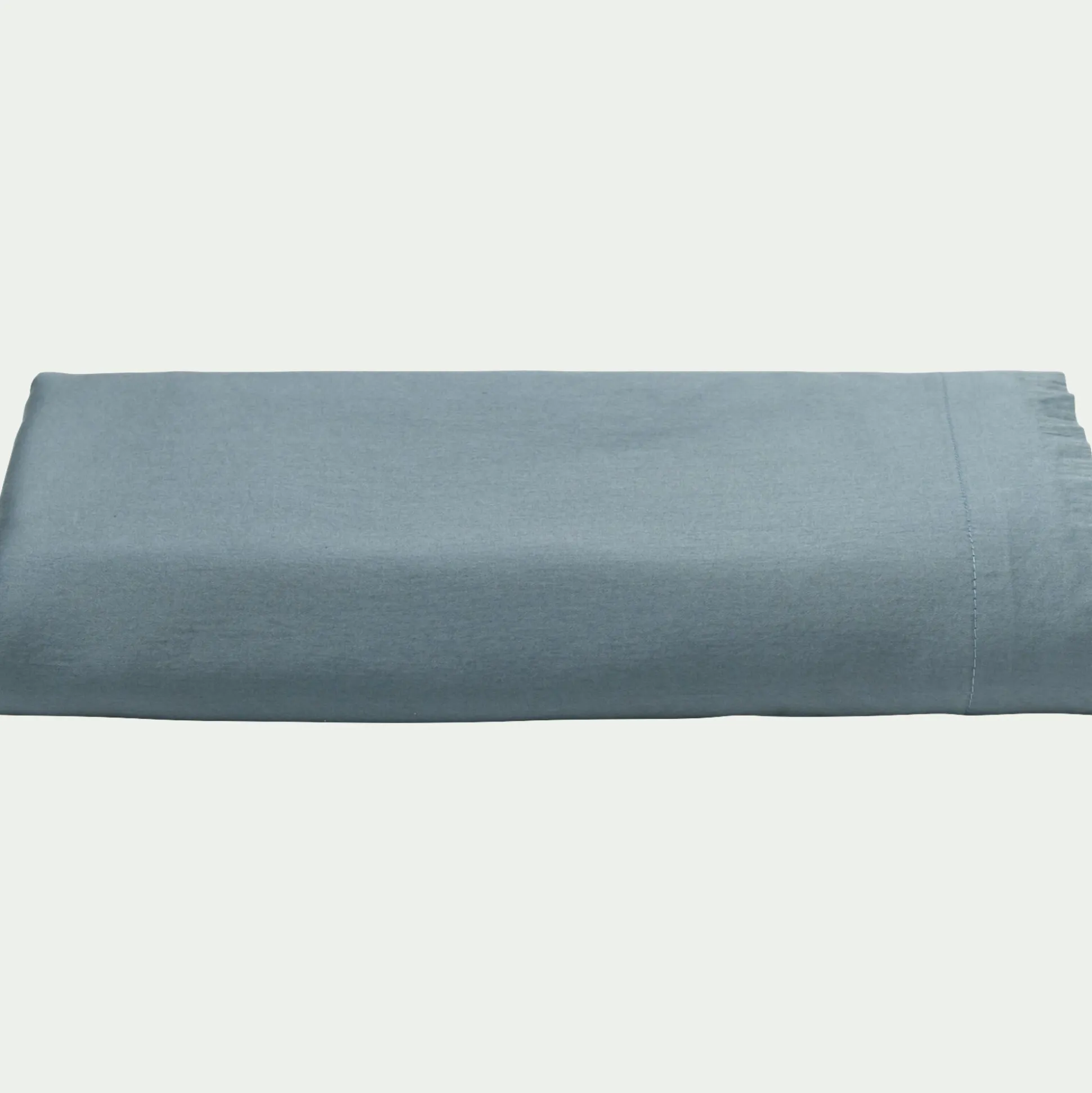 Drap plat en satin lavé 270x300cm - bleu orage