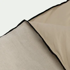 Édredon en lin et coton 100x180cm piquage pompons double faces - blanc écru