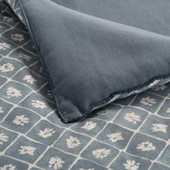 Édredon finition croquet en coton 100x180cm - bleu