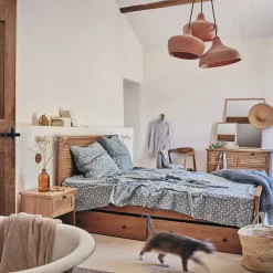 Édredon finition croquet en coton 100x180cm - bleu