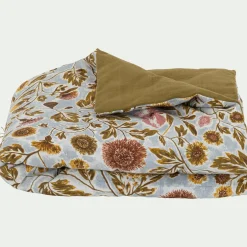 Édredon 100x180cm motif Provence en coton - marron