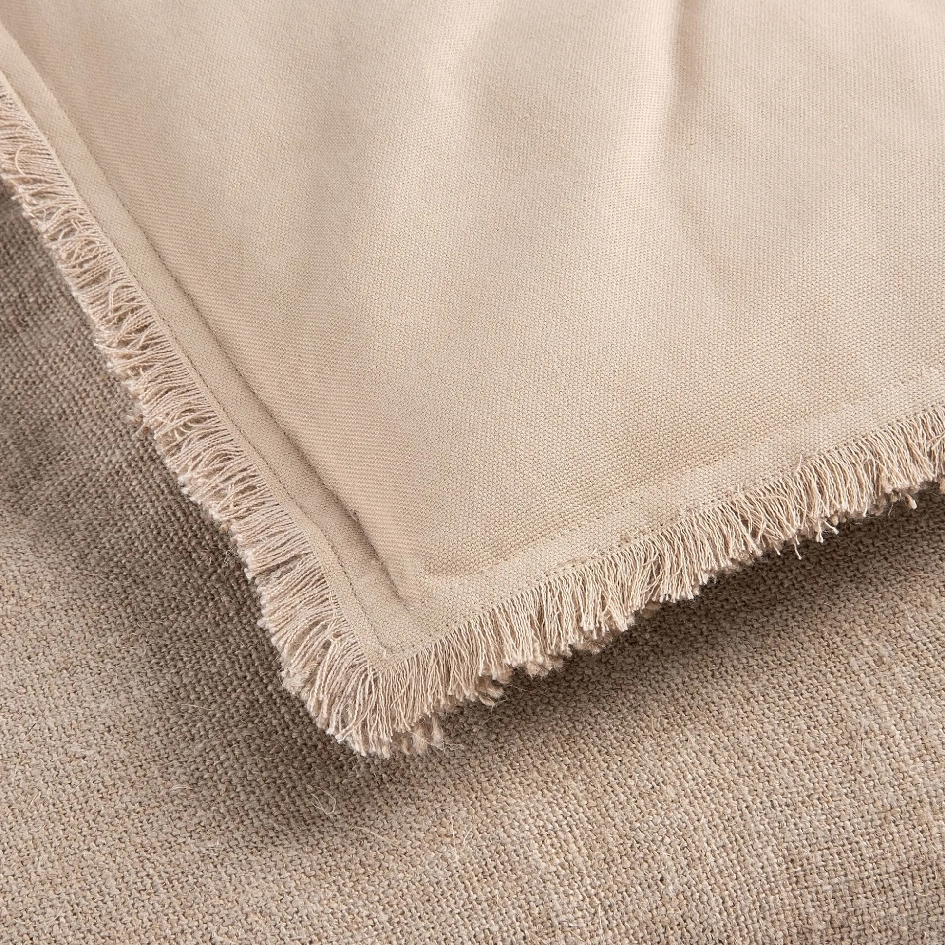 Edredon en lin et coton frangé 100x180cm - beige alpilles