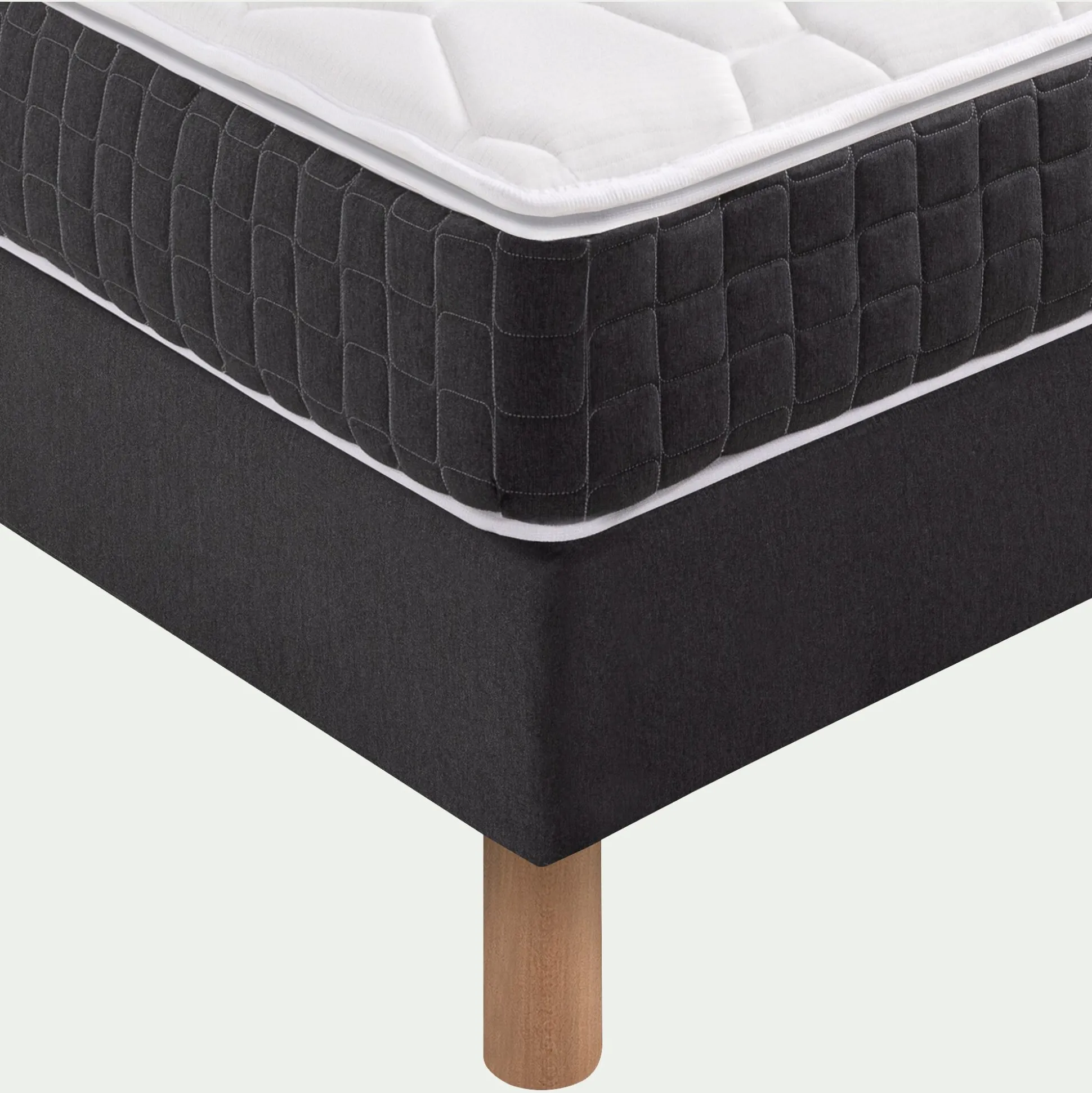 Ensemble matelas ressorts + sommier H24cm alinea 2x100x200cm - gris anthracite