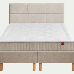 Ensemble matelas ressorts+sommier ferme Epeda H68cm 2x80x200cm - grège