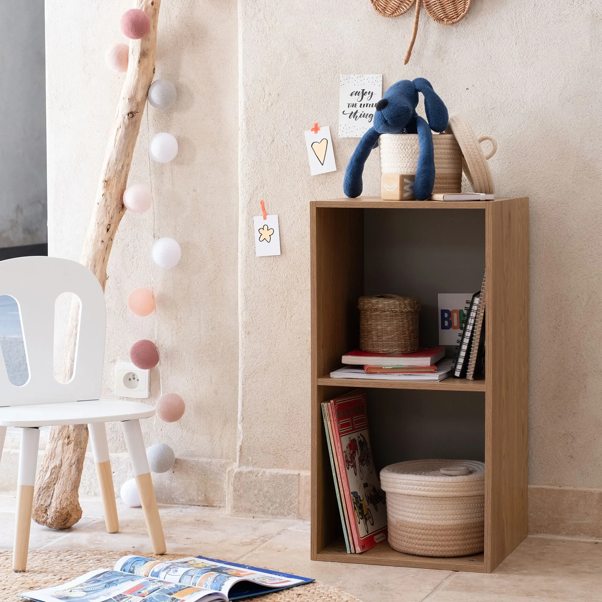 Etagère 2 cases en bois - bois clair