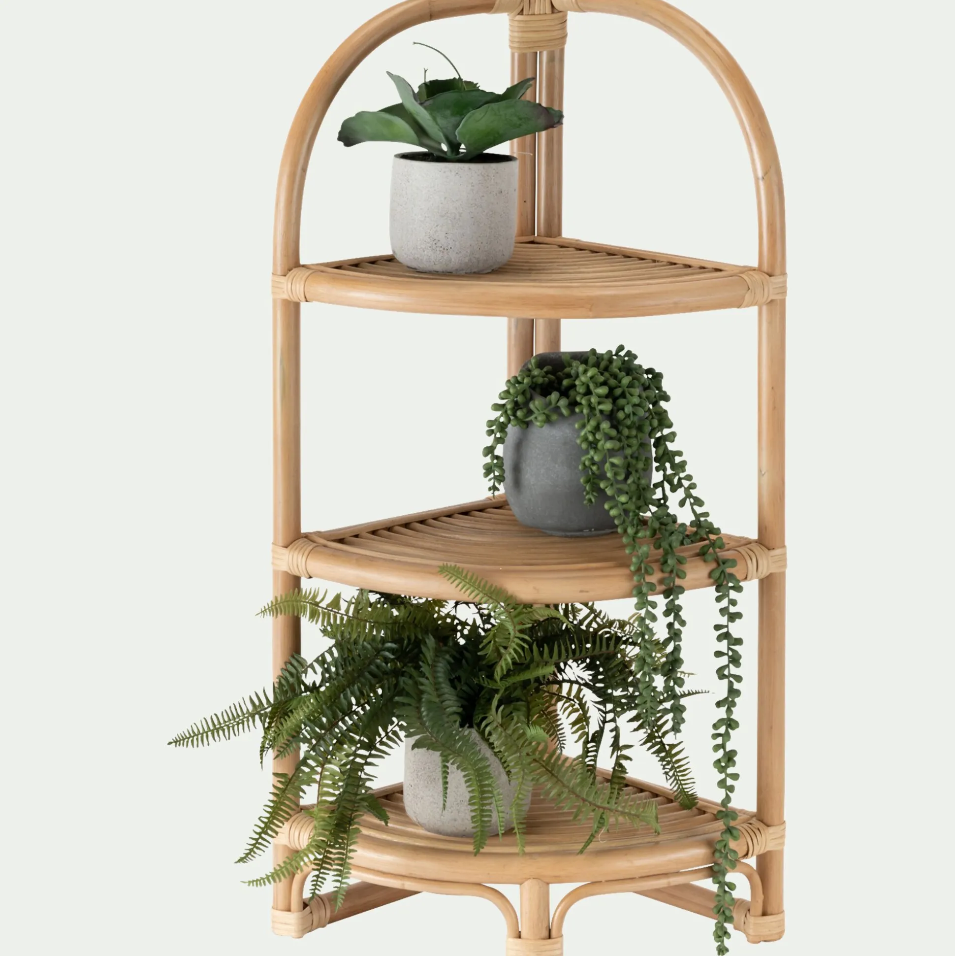 Etagère d'angle en rotin - naturel H81cm