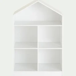 Etagère maison 5 cases en bois - blanc