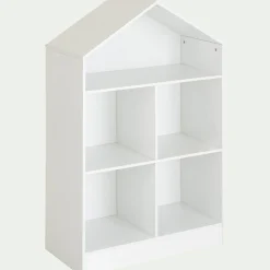 Etagère maison 5 cases en bois - blanc