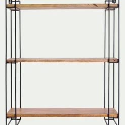 Etagère murale en bois et métal - bois clair L66xl19xH77,5cm