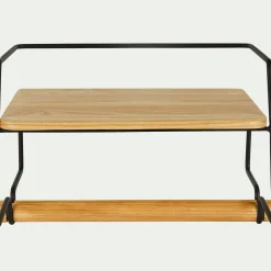 Etagère murale en métal et bois avec support papier