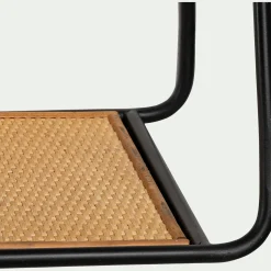 Etagère murale en rotin et métal - noir L63,5xl28xH43cm
