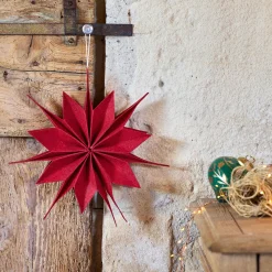 Etoile à suspendre en feutrine D30cm - rouge