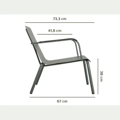 Fauteuil de jardin aluminium avec accoudoirs vert cèdre