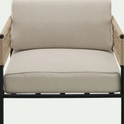 Fauteuil de jardin en acier et corde - beige