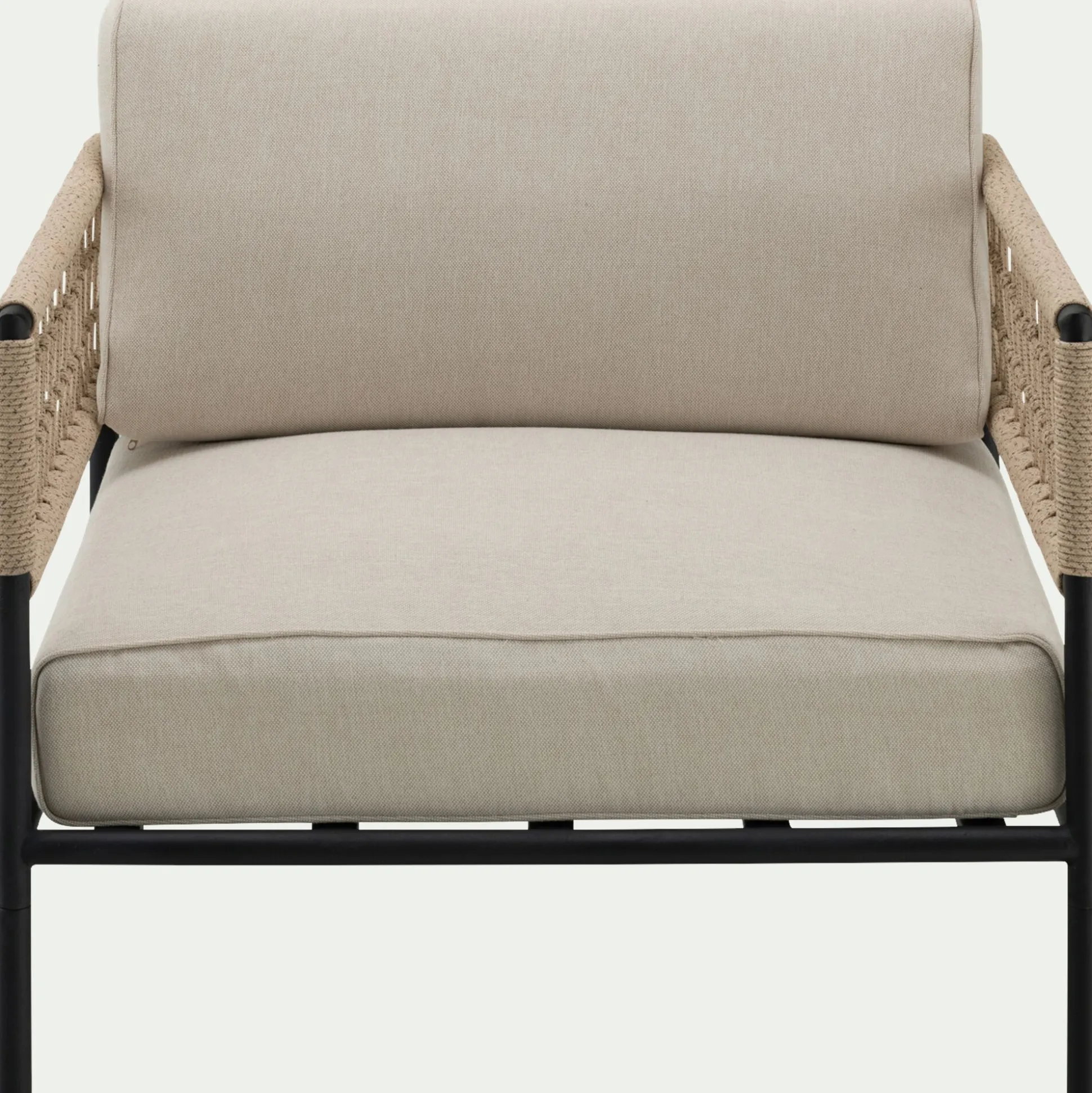 Fauteuil de jardin en acier et corde - beige