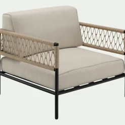 Fauteuil de jardin en acier et corde - beige