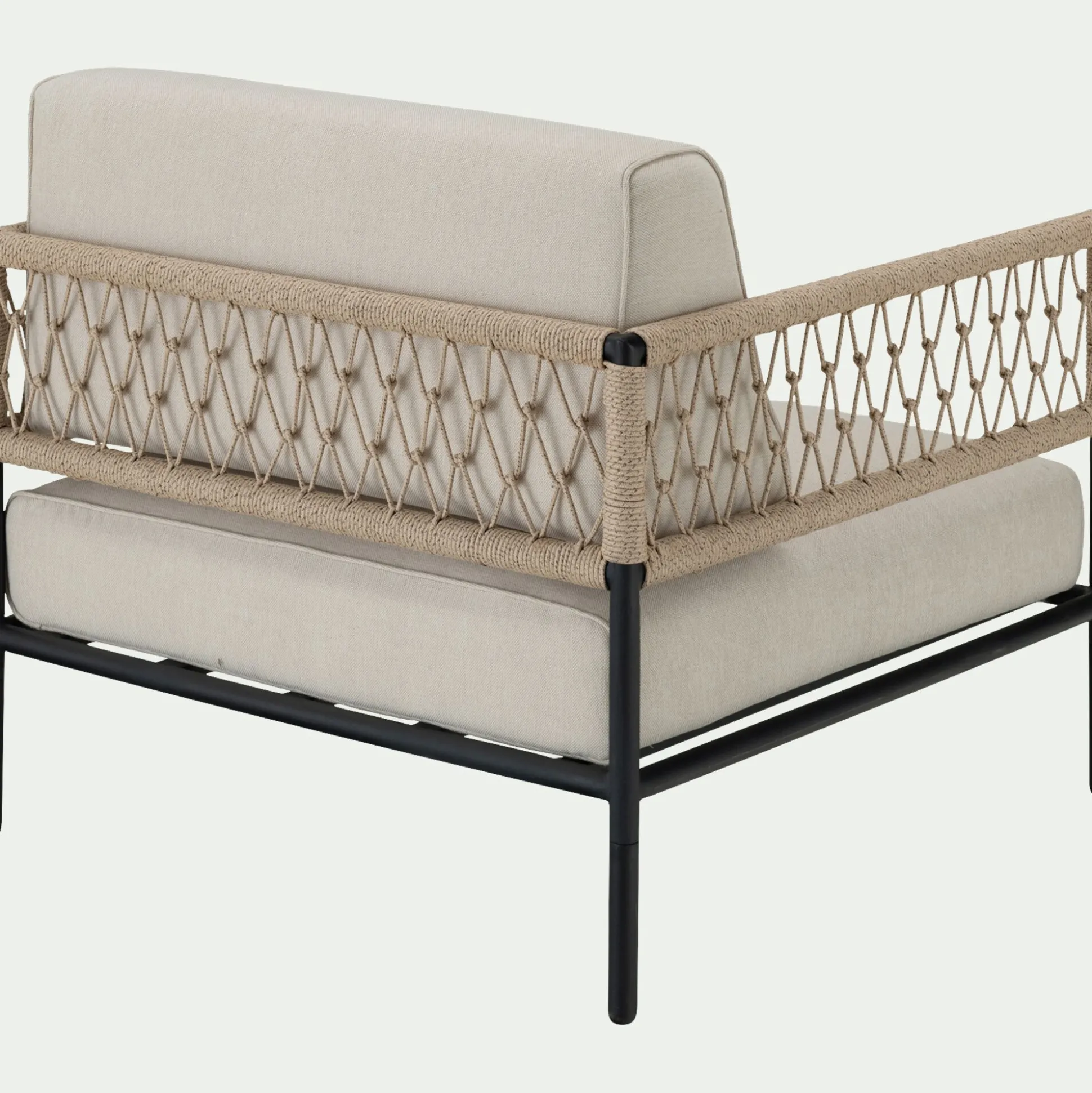 Fauteuil de jardin en acier et corde - beige