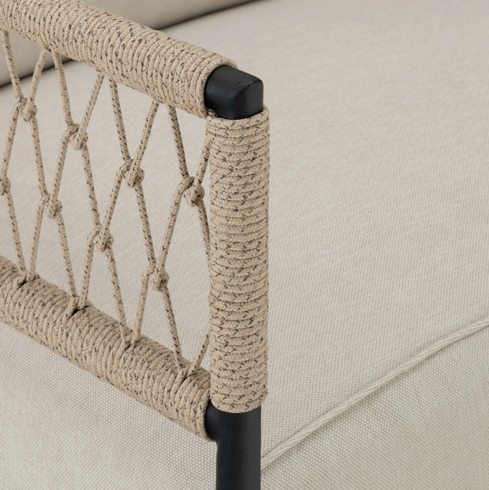 Fauteuil de jardin en acier et corde - beige