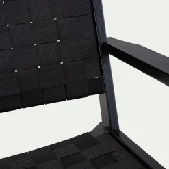 Fauteuil de jardin en bois d'eucalyptus et polyester - noir